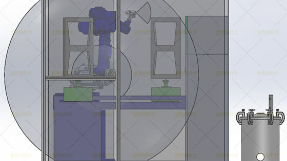 噴涂<a href='http://yyara.cn' target='_blank'><u>機器人工作站</u></a>正視圖